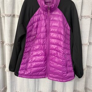 Calvin Klein Vintage Mixed Media Magenta Quilted Puffer Jacket Down Filled-SZ 3X